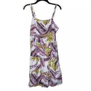Loft Tropical Paradise Tiered Mini Dress Sleeveless Whisper White Women 10